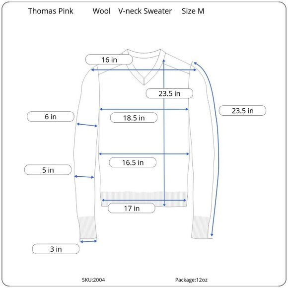 Thomas Pink Merino Wool V-neck Sweater women Size M‎ Gray - Picture 6 of 6